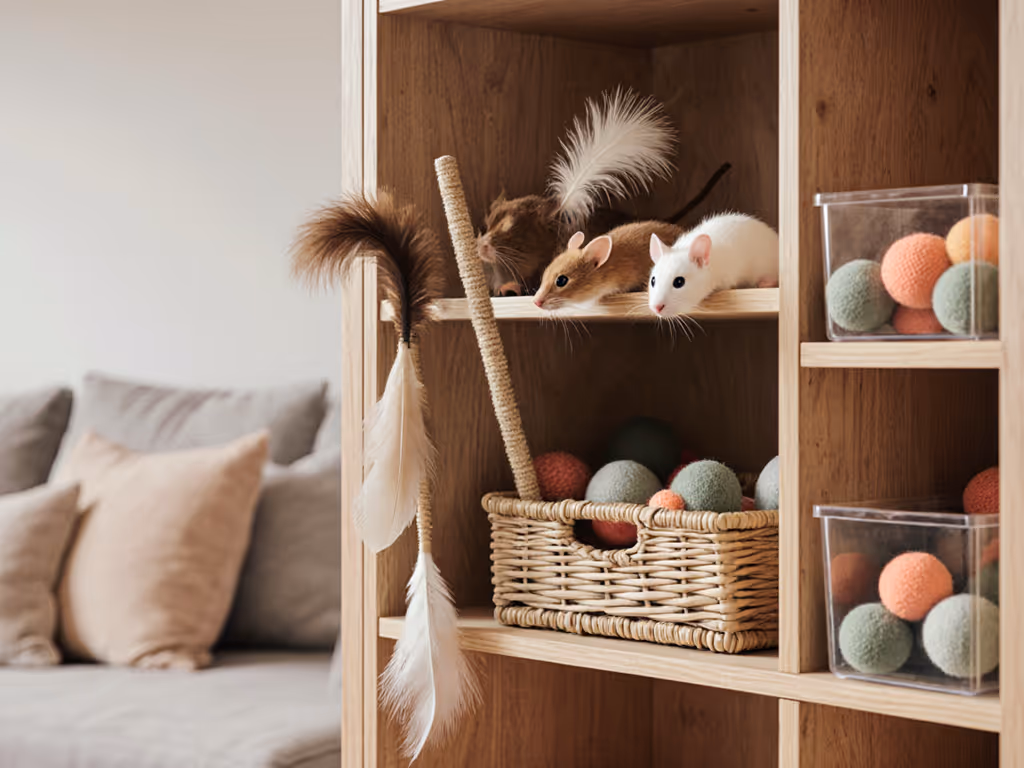 simple_cat_toy_rotation_setup_on_shelf