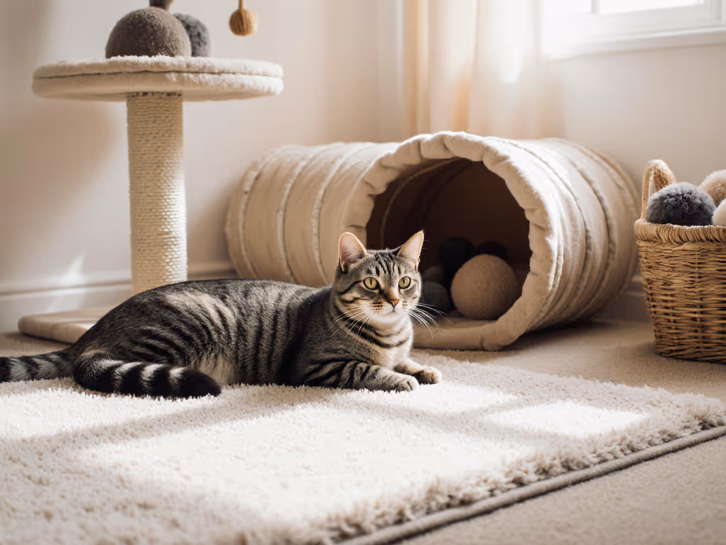 calm_senior_cat_play_corner_with_tunnel_rug_and_storage_basket
