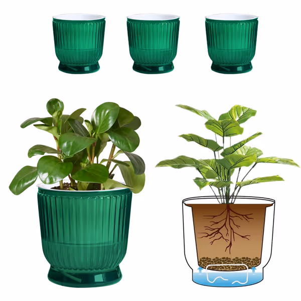 T4U 6 Inch Self Watering Pots (4-Pack)